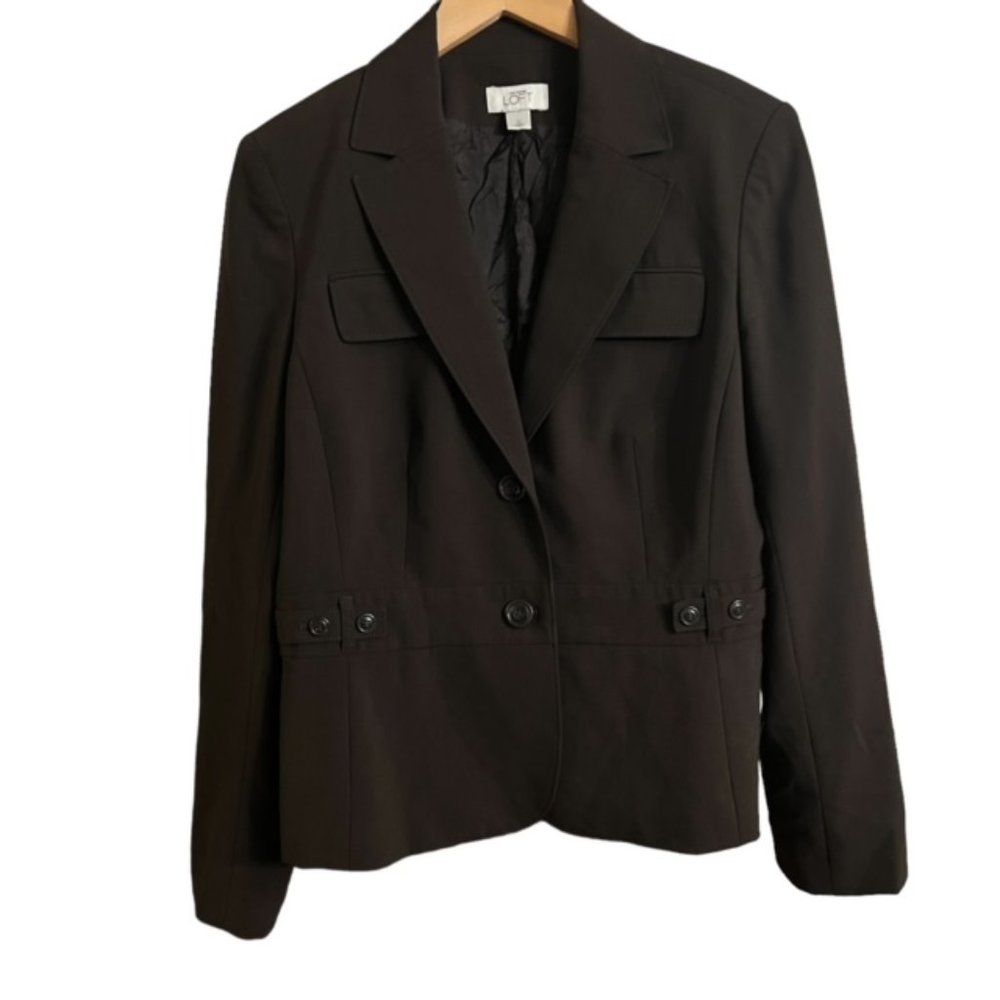Ann Taylor Loft Womens Chocolate Brown Blazer Size 12